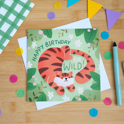 Go Wild! Cute Tiger Animals Children's Birthday Card